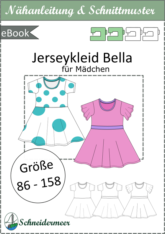 Bella Jerseykleid Kinder mit Glockenrock Gr. 86-158, A4+A0 image number 7