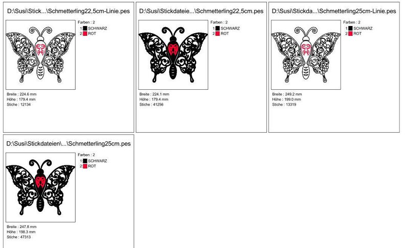 Stickdatei Schmetterling Linie Schnörkel Blumen Silhouette image number 9