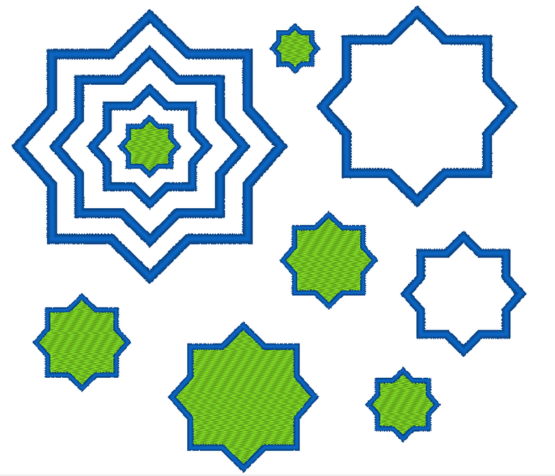 Stickdatei  Stern mit 8 Ecken gef&uuml;llt und Stoffapplis image number 3