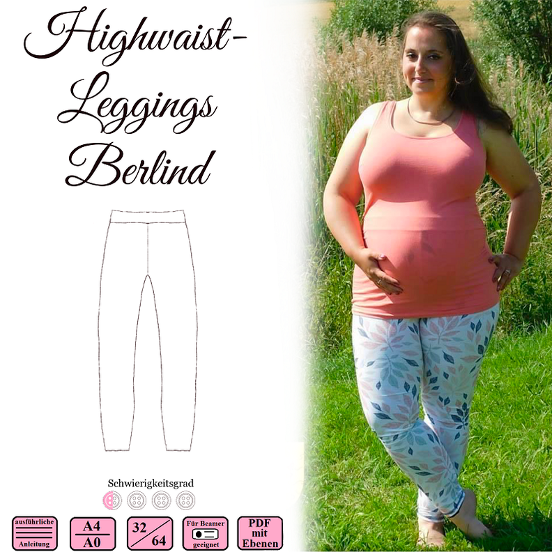 Highwaist Leggins Berlind-Ebook und Nähanleitung-Gr 32-64 image number 1