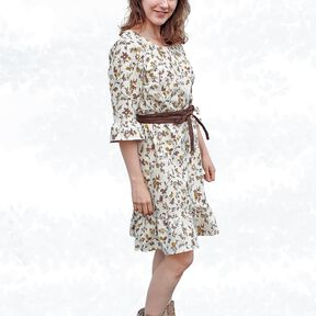 Sarah – weites Kleid mit Rüschen und Gürtel BU 80-116, A4+A0