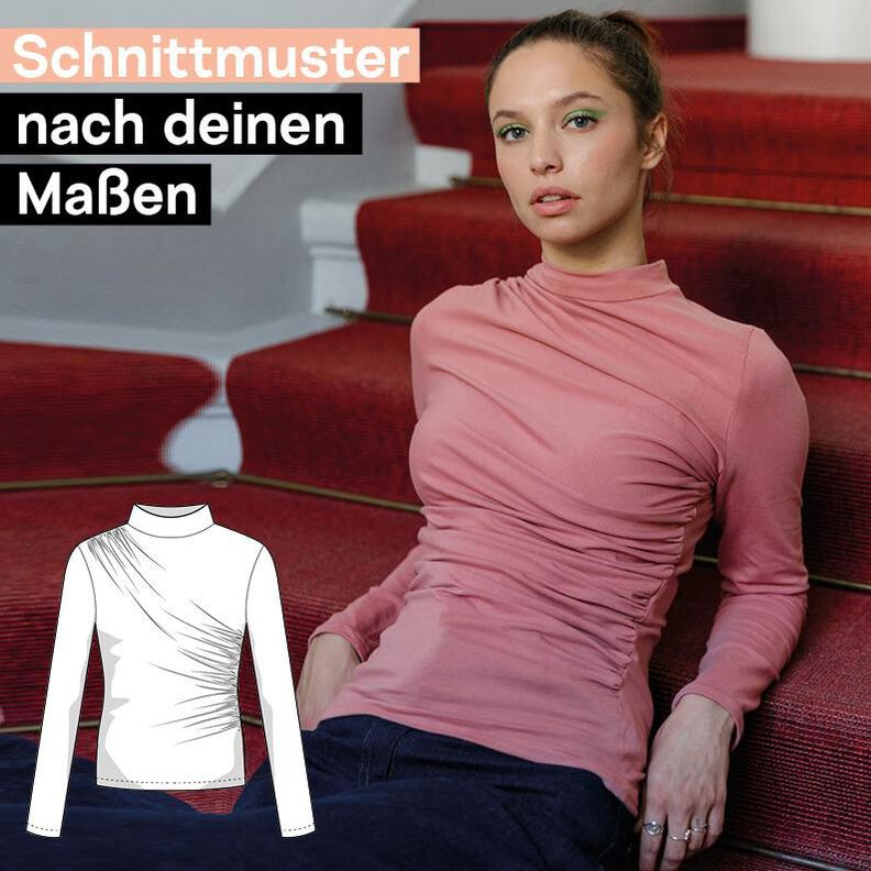 Schnittmuster nach Maß für ein gerafftes Longsleeve Top image number 1