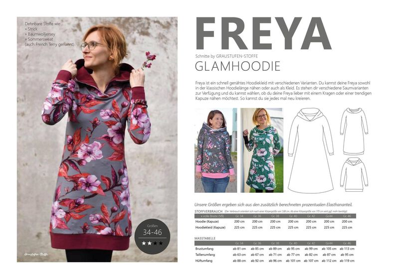 Hoodiekleid / Hoodie Damen, Glamhoodie Freya Gr. 34 bis 46 image number 2