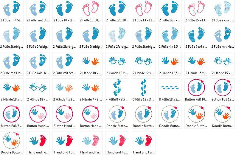 Mega Sparset Stickdatei Baby Hand + Fuß 51 Dateien image number 3