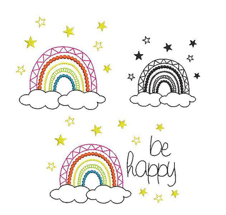 Stickdatei Regenbogen be happy verschiedene Größen  image number 6