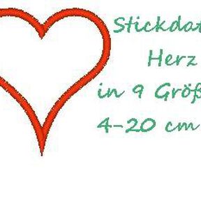 Stickdatei Herzapplikation in 9 Größen Herz