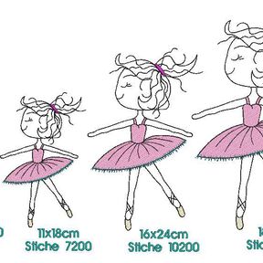 Stickdatei Ballerina T&auml;nzerin Redwork verschiedene Gr&ouml;&szlig;en