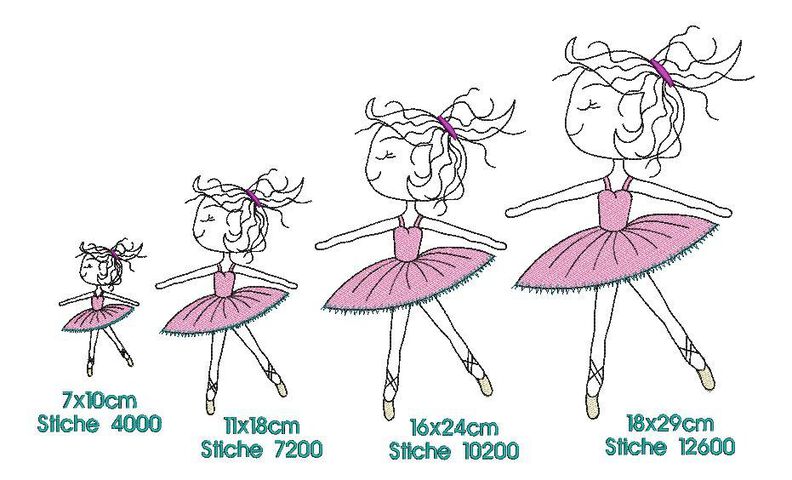 Stickdatei Ballerina T&auml;nzerin Redwork verschiedene Gr&ouml;&szlig;en image number 2