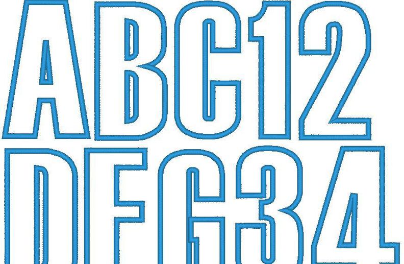 10cm Buchstaben schmal + Zahlen Stickdatei Alphabet Zahl image number 5