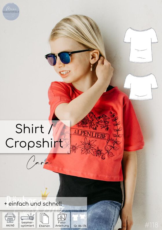 Shirt Kinder - Schnittmuster Gr. 86-176 - deine CARA #118 image number 2
