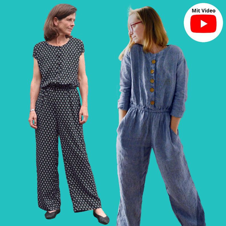 Damen Jumpsuit lange weite Hose RIANG ♥ Gr. 34 - 56 image number 1