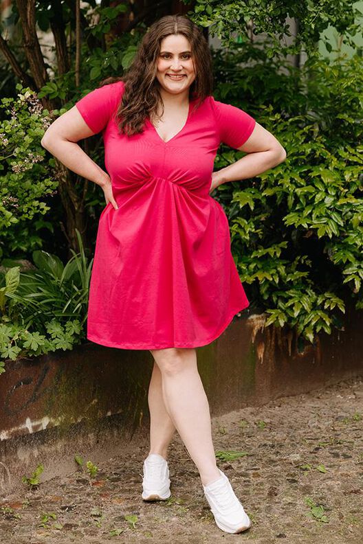 Jersey Kleid Schnittmuster Damen V-Ausschnitt Kurze Ärmel image number 3