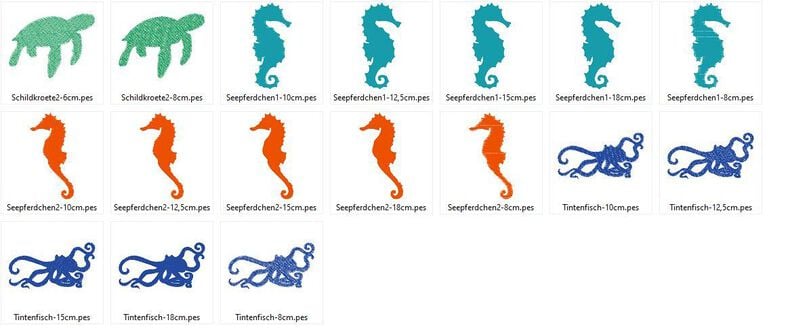 Meerestiere Silhouette Stickdatei Fisch Schildkr&ouml;te  image number 6