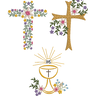 Stickdatei Kreuz Kommunion Blumen SET thumbnail number 1