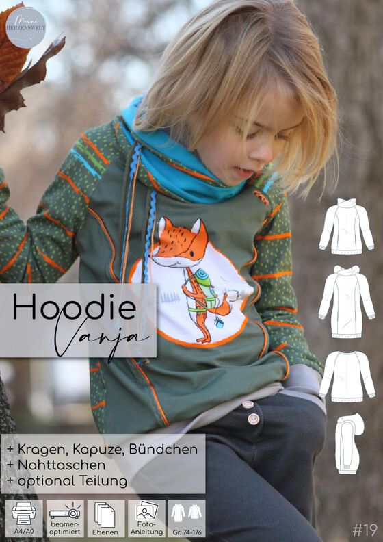 Hoodie Kinder - Schnittmuster Gr. 74-176  - deine VANJA #19 image number 6