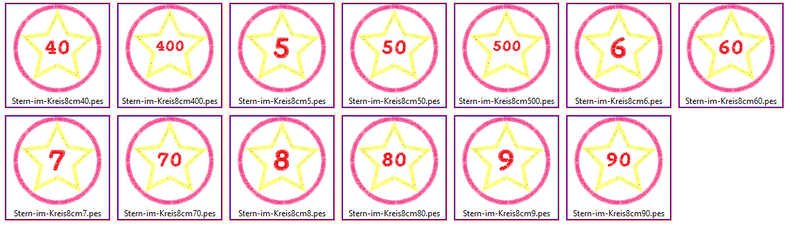 Stickdatei Stern im Kreis in 5 Größen mit Zahlen image number 5