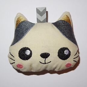  Stickdatei - Katze 2ITH in 3 Gr. cute Schlüsselanhänger