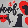 Hunde Liebe Silhouette f&uuml;r Stoffapplikation Stickdatei Herz thumbnail number 2