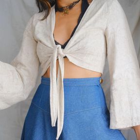 Crop Top Oberteil / Bolero mit Knotendetail - Gr. 34-50