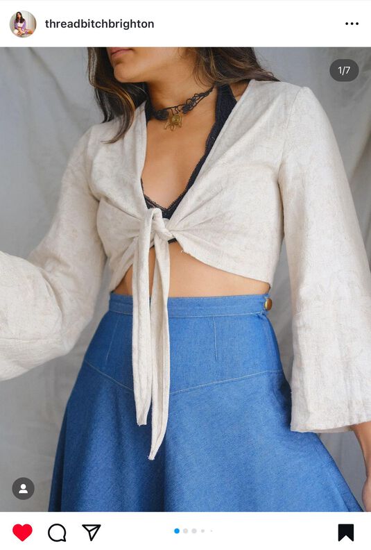 Crop Top Oberteil / Bolero mit Knotendetail - Gr. 34-50 image number 2