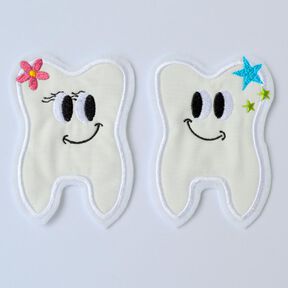 Stickdatei Applikation 3er Set lustiger Zahn 13x18cm Rahmen