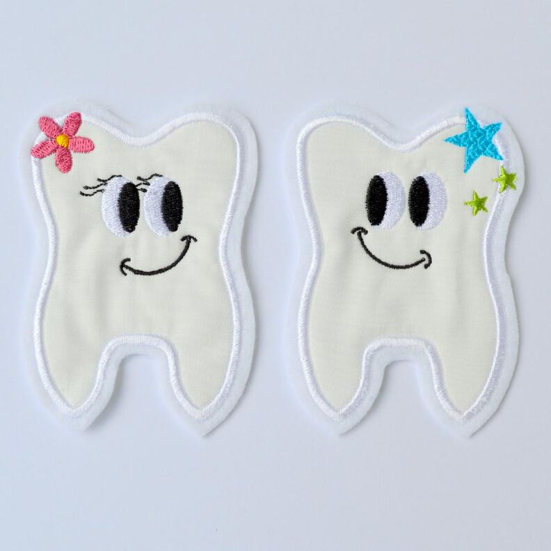 Stickdatei Applikation 3er Set lustiger Zahn 13x18cm Rahmen image number 1