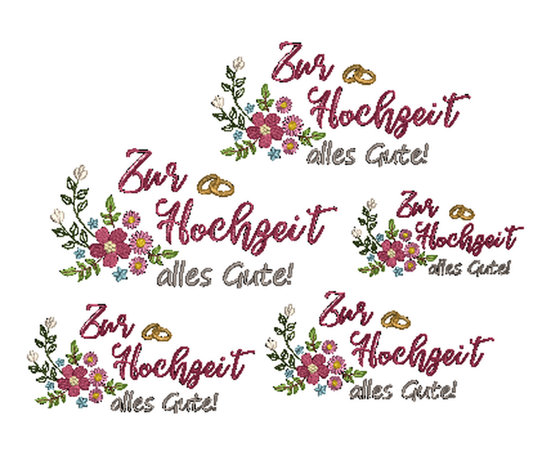 Stickdatei Blumen Hochzeit alles Gute image number 3