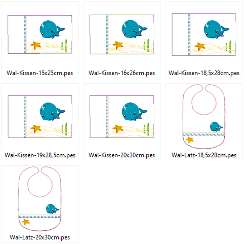 Stickdatei - Wal Kissen und L&auml;tzchen SET ITH image number 9