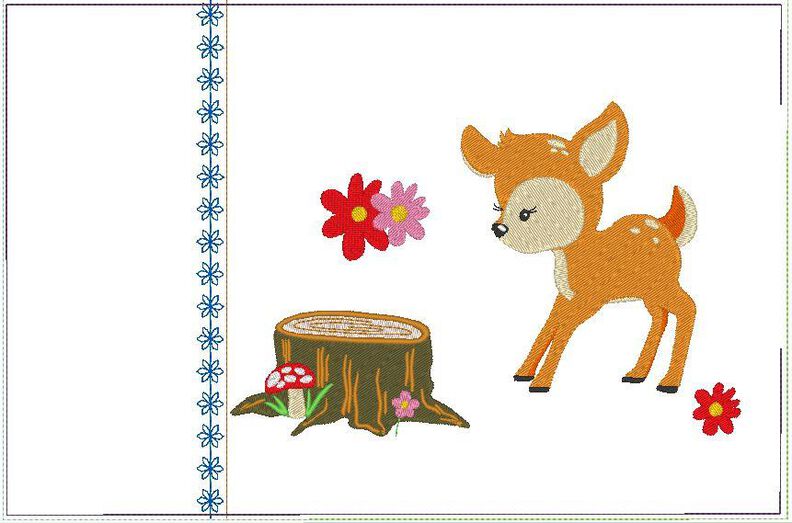Reh Stickdatei inkl. Taschenbild und ITH Kissen image number 7