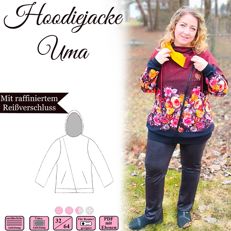 Hoodiejacke "Uma" - EBook und Nähanleitung - Gr. 32-64 image number 1