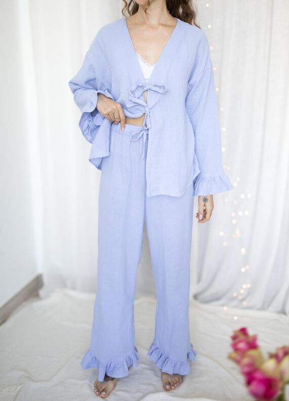 Schlafanzug Bluse und Hose (lang oder kurz) image number 3