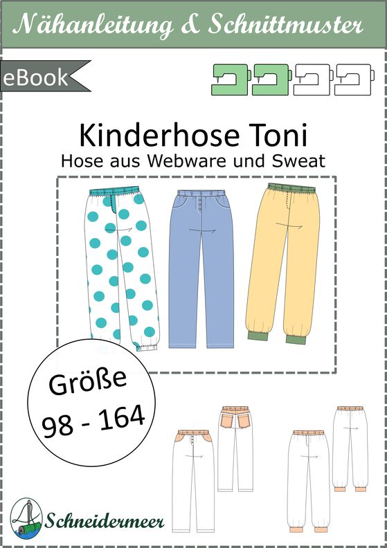 Toni Kinderhose mit Gummizug und Taschen Gr. 98-164, A4+A0 image number 8