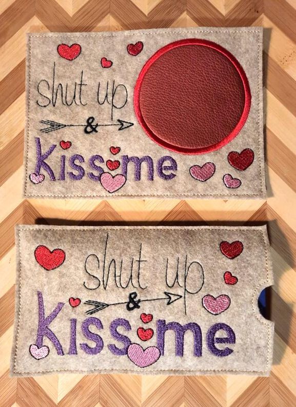 Stickdatei Valentinstag Mug Rug Herzen shut up and kiss me image number 2