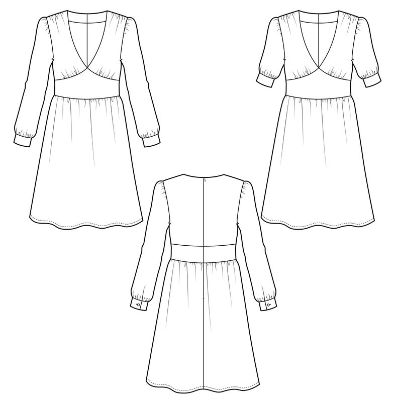 Kurz-& Langärmeliges Kleid mit V-Ausschnitt PERMATA♥Gr.34-56 image number 10