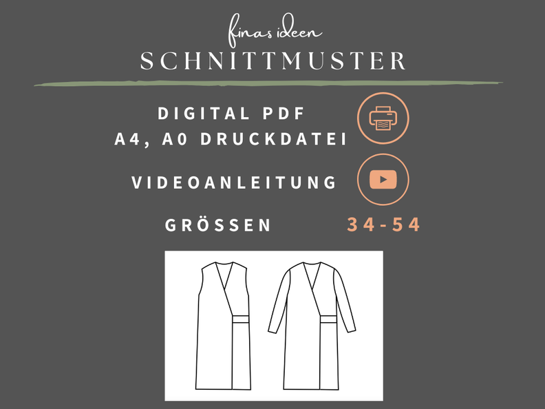 Schnittmuster Wickelkleid oder Weste Amy in 34-54 image number 2