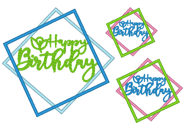 Stickdatei Happy Birthday Rechteck Button Rahmen 14 Gr. image number 5
