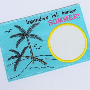 Stickdatei Meer Palmen Strand Untersetzer