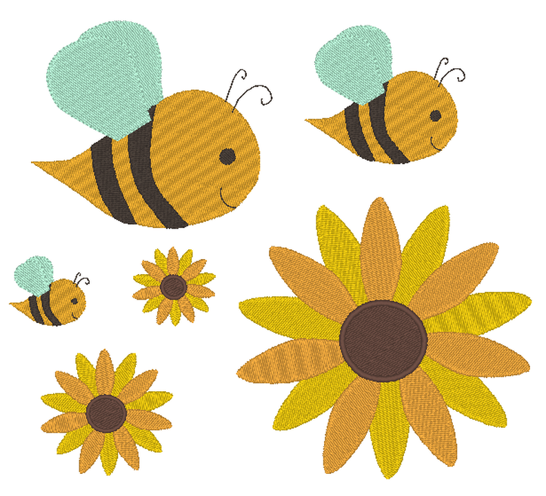 Stickdatei - Biene Bienchen Hummel mit Blumen image number 4