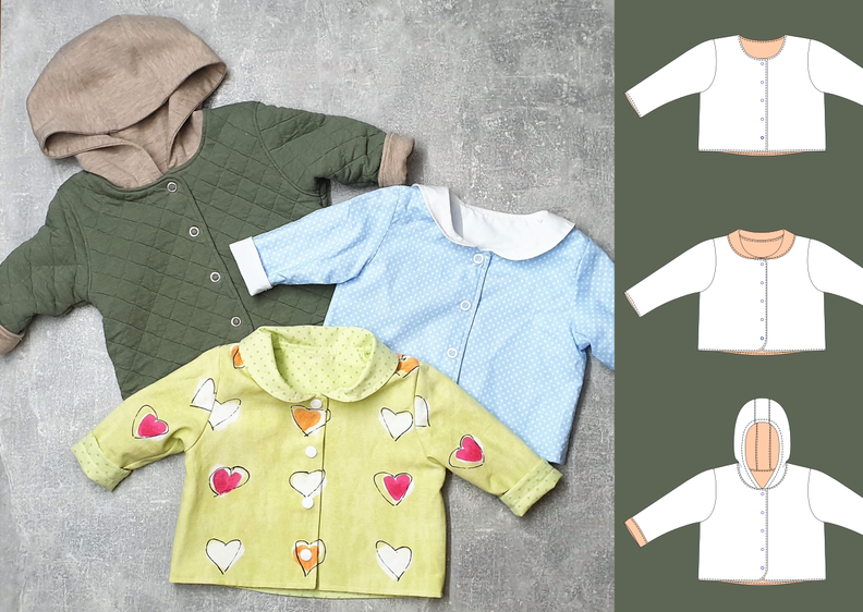 Charly – Babyjacke mit Kapuze oder Kragen Gr. 44-98, A4+A0 image number 10
