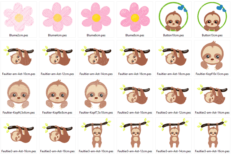 Stickdatei - Faultier mit Herz und Blume gefüllt image number 4
