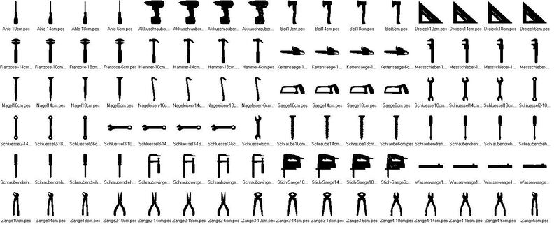 Werkzeug Silhouetten Stickdatei image number 2
