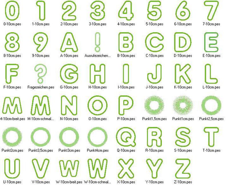 10cm Buchstaben und Zahlen Stickdatei Alphabet Zahl image number 5