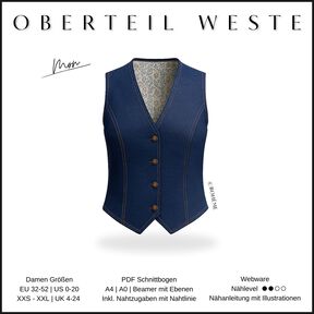 Weste Damen Schnittmuster PDF | Gr 32–52 | Seamone