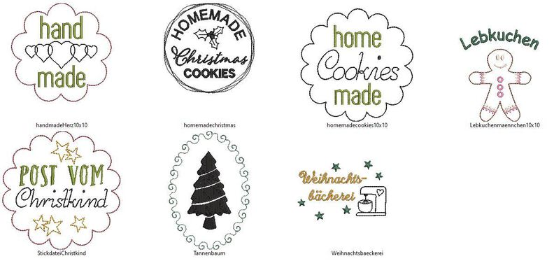 Stickdatei cookies homemade handmade Weihnachten XL SET image number 8