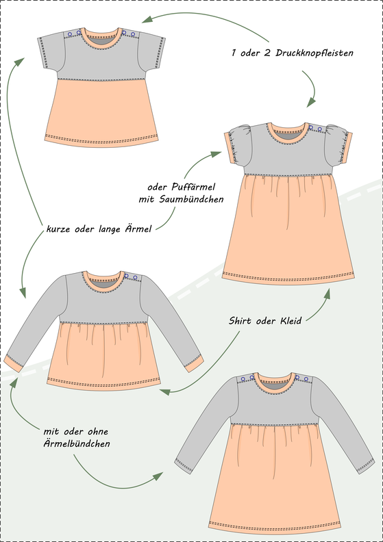 Chrissy – Baby Kleid Shirt mit Puffärmeln Gr. 56-98, A4+A0 image number 6