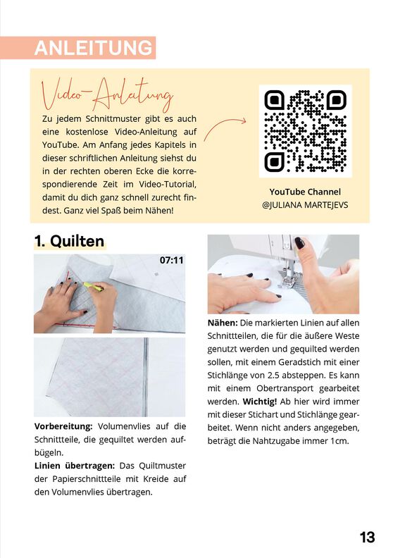 Steppweste Schnittmuster mit Videoanleitung XS-XXXL image number 8