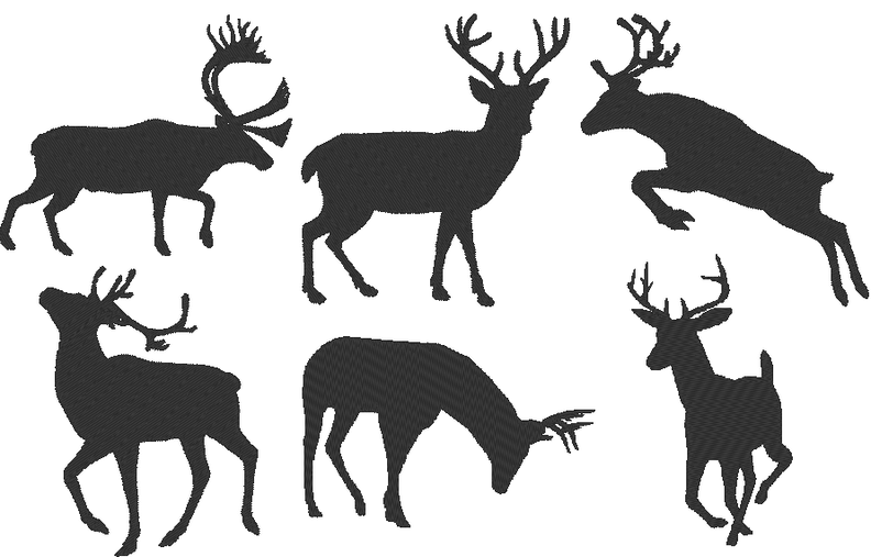 Stickdatei Hirsch Reh Elch Silhouetten image number 2