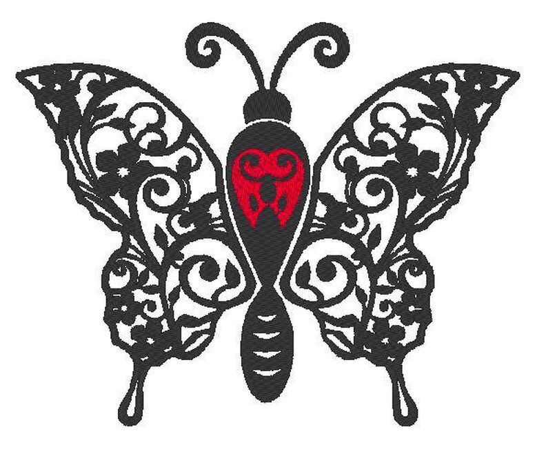 Stickdatei Schmetterling Linie Schnörkel Blumen Silhouette image number 4