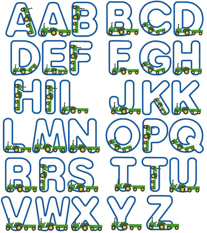 Stickdatei Traktor Alphabet 10cm 13cm + kl. Buchstaben image number 6