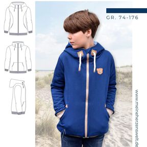 Sweatjacke Kinder Schnittmuster Gr. 74-176 - MANUC #129